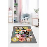 Ontheclouds Animal Desenli Hayvan Figürlü Dijital Baskılı Yıkanabilir Kaymaz Taban Çocuk Odası Halısı, 80 x 300