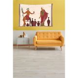 Ontheclouds Antik Yunan Tanrısı Kadeh Desen Leke Tutmaz Kadife Dokulu Kumaş Duvar Örtüsü Duvar Halısı Tapestry, 100 x 140