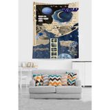 Ontheclouds Astronomi Temalı Ay Gezegen Desenli Leke Tutmaz Kumaş Duvar Örtüsü Duvar Halısı Tapestry, 70 x 100