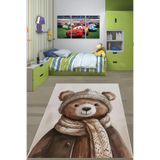 Ontheclouds Atkı Ve Şapkalı Sevimli Ayıcık Desenli Yıkanabilir Kaymaz Taban Leke Tutmaz Çocuk Odası Halısı, 60 x 120