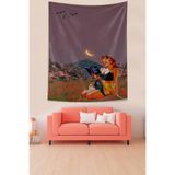 Ontheclouds Ay Işığında Kitap Okuyan Üzgün Kız Leke Tutmaz Kumaş Duvar Örtüsü Duvar Halısı Tapestry, 140 x 140