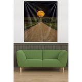 Ontheclouds Ay Manzaralı Uzun Yol Desenli Leke Tutmaz Kadife Dokulu Kumaş Duvar Örtüsü Duvar Halısı Tapestry, 35 x 50