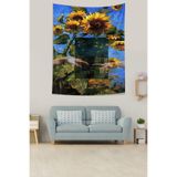 Ontheclouds Ayçiçeği Leke Tutmaz Kumaş Duvar Örtüsü Duvar Halısı Tapestry, 35 x 50