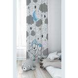 ontheclouds Ayıcık Desenli Dijital Baskı Fon Perdesi, 70 x 270, FONPRD9, gri-mavi