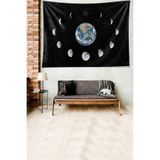 Ontheclouds Ayın Evreleri Uzay Desen Leke Tutmaz Kadife Dokulu Kumaş Duvar Örtüsü Duvar Halısı Tapestry, 70 x 100