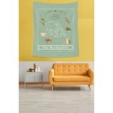 Ontheclouds Ayın Evreleri Ve Kitap Okuyan Kız The Bookworm Leke Tutmaz Kumaş Duvar Örtüsü Duvar Halısı Tapestry, 140 x 140