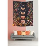Ontheclouds Ayın Evreleri Yıldızlar Ve Çiçekler Leke Tutmaz Kumaş Duvar Örtüsü Duvar Halısı Tapestry, 70 x 70