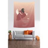 Ontheclouds Ayın Üzerindeki Kız Leke Tutmaz Kumaş Duvar Örtüsü Duvar Halısı Tapestry, 35 x 50