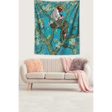 Ontheclouds Badem Çiçekleri Ağacında Oturan Van Gogh Leke Tutmaz Kumaş Duvar Örtüsü Duvar Halısı Tapestry, 140 x 140