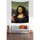 Ontheclouds Bakım Yapan Mona Lisa Leke Tutmaz Kumaş Duvar Örtüsü Duvar Halısı Tapestry, 140 x 140