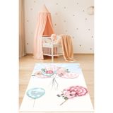 Ontheclouds Balon Buketi Vintage Çiçekli Bohem Tarz Yıkanabilir Kaymaz Taban Leke Tutmaz Çocuk Odası Halısık, 100 x 500