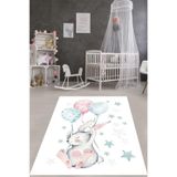 Ontheclouds Balonlar Içindeki Sevimli Tavşan Yıkanabilir Kaymaz Taban Leke Tutmaz Çocuk Odası Halısık, 80 x 350