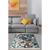Ontheclouds Balpeteği Geometrik Desenli Etnik Dijital Baskı Yıkanabilir Kaymaz Taban Salon Halı Ve Yollu, 100 x 350 MEG1445AA