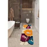 ontheclouds Banyo Halısı Ikili Klozet Takımı Kaymaz Tabanlı Banyo Paspas Takımı (60x100 + 40x60), Bej-Turuncu