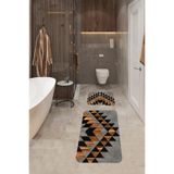 ontheclouds Banyo Halısı Ikili Klozet Takımı Kaymaz Tabanlı Banyo Paspas Takımı (60x100 + 40x60), Gri-Kahverengi