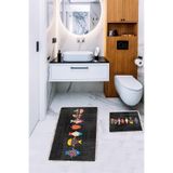 ontheclouds Banyo Halısı Ikili Klozet Takımı Kaymaz Tabanlı Banyo Paspas Takımı (60x100 + 40x60), Karışık Renkli