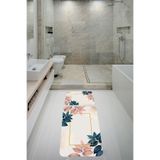 ontheclouds Banyo Halısı Ikili Klozet Takımı Kaymaz Tabanlı Banyo Paspas Takımı (60x100 + 40x60), Krem-Pembe