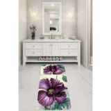 ontheclouds Banyo Halısı Ikili Klozet Takımı Kaymaz Tabanlı Banyo Paspas Takımı (60x100 + 40x60), Lila-Krem