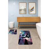 ontheclouds Banyo Halısı Ikili Klozet Takımı Kaymaz Tabanlı Banyo Paspas Takımı (60x100 + 40x60), Mor