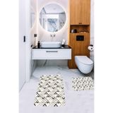 ontheclouds Banyo Halısı Ikili Klozet Takımı Kaymaz Tabanlı Banyo Paspas Takımı (60x100 + 40x60), Siyah
