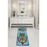 ontheclouds Banyo Halısı Ikili Klozet Takımı Kaymaz Tabanlı Banyo Paspas Takımı (60x100 + 40x60), Turkuvaz