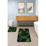ontheclouds Banyo Halısı Ikili Klozet Takımı Kaymaz Tabanlı Banyo Paspas Takımı (60x100 + 40x60), Yeşil