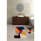 ontheclouds Banyo Halısı Ikili Klozet Takımı Kaymaz Tabanlı Banyo Paspas Takımı, Bej-Turuncu
