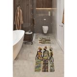 ontheclouds Banyo Halısı Ikili Klozet Takımı Kaymaz Tabanlı Banyo Paspas Takımı, Bej