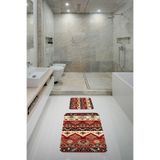ontheclouds Banyo Halısı Ikili Klozet Takımı Kaymaz Tabanlı Banyo Paspas Takımı, Kahverengi-Kiremit
