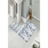 ontheclouds Banyo Halısı Ikili Klozet Takımı Kaymaz Tabanlı, Mavi