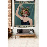 Ontheclouds Be Kind To Your Mind Etnik Desen Leke Tutmaz Kumaş Duvar Örtüsü Duvar Halısı Tapestry, 100 x 140