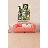 Ontheclouds Bej Death Tarot Kartı Leke Tutmaz Kadife Kumaş Duvar Örtüsü Duvar Halısı Tapestry, 140 x 140