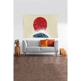 Ontheclouds Bej Deniz Dalgası Desenli Leke Tutmaz Kadife Kumaş Duvar Örtüsü Duvar Halısı Tapestry, 100 x 140