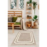Ontheclouds Bej Desenli Dijital Baskı Yıkanabilir Kaymaz Taban Salon Halısı, 80 x 300