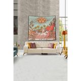 Ontheclouds Bej The Sun Tarot Kartı Leke Tutmaz Kadife Kumaş Duvar Örtüsü Duvar Halısı Tapestry, 70 x 70