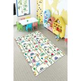 Ontheclouds Beyaz Araba Yollu Yıkanabilir Kaymaz Taban Leke Tutmazbebek Ve Çocuk Odası Halısı, 100 x 350 AYC004AA