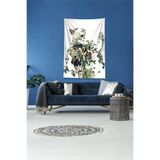 Ontheclouds Beyaz Çiçekli Iskelet Leke Tutmaz Kadife Kumaş Duvar Örtüsü Duvar Halısı Tapestry, 140 x 230