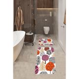 ontheclouds Beyaz Desenli Banyo Paspas Takımı, Karışık Renkli