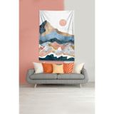 Ontheclouds Beyaz-Gold Ayın Serüveni Leke Tutmaz Kadife Kumaş Duvar Örtüsü Duvar Halısı Tapestry, 140 x 230