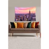 Ontheclouds Beyaz Şehir Manzaralı Leke Tutmaz Kadife Kumaş Duvar Örtüsü Duvar Halısı Tapestry, 70 x 100