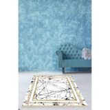 Ontheclouds Beyaz Zemin Gold Çerçeveli Mermer Desenli Dijital Baskı Yıkanabilir Kaymaz Taban Salon Halısı, 100 x 500