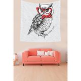 Ontheclouds Bilge Baykuş I See You Leke Tutmaz Kadife Dokulu Kumaş Duvar Örtüsü Duvar Halısı Tapestry, 140 x 140