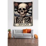 Ontheclouds Bipolar Iskelet Kuru Kafa Leke Tutmaz Kumaş Duvar Örtüsü Duvar Halısı Tapestry, 140 x 140