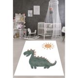 Ontheclouds Bohem Iskandinav Güneş Ve Dinozor Desen Yıkanabilir Kaymaz Taban Leke Tutmaz Çocuk Odası Halısı, 80 x 150