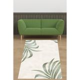 Ontheclouds Bohem Iskandinav Yeşil Yapraklı Bitki Desen Yıkanabilir Kaymaz Taban Leke Tutmaz Salon Halısı Yoluk, 100 x 150 PNHS030E