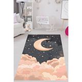 Ontheclouds Bulut Ay Yıldız Desenli Gece Temalı Yıkanabilir Kaymaz Taban Leke Tutmaz Çocuk Odası Halısı, 100 x 400
