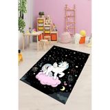 Ontheclouds Bulut Üstünde Unicorn Desenli Dijital Baskılı Kaymaz Taban Çocuk Odası Halısı, 80 x 350 MEGC13Z
