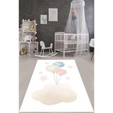 Ontheclouds Bulut Yıldız Ve Soft Renkli Balonlar Yıkanabilir Kaymaz Taban Leke Tutmaz Çocuk Odası Halısık, 80 x 500