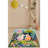 Ontheclouds Çiçek Kediler Yıkanabilir Kaymaz Taban Leke Tutmaz Çocuk Odası Halısı, 100 x 250