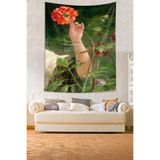 Ontheclouds Çiçek Tutan El Temalı Leke Tutmaz Kumaş Duvar Örtüsü Duvar Halısı Tapestry, 140 x 230